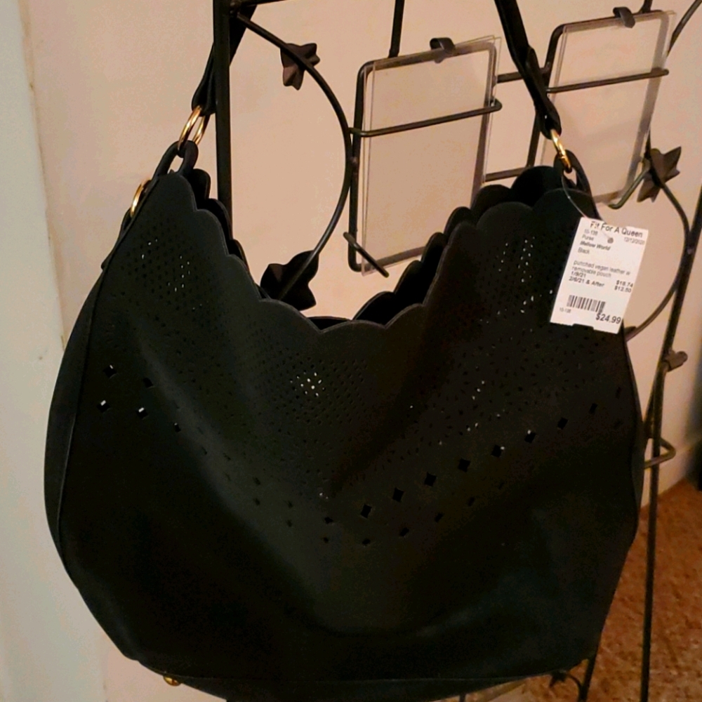 Punched leather Hobo Handbag